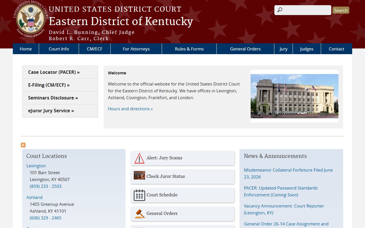 Fleming County Circuit Court Clerk records and Eastern District of Kentucky federal court source