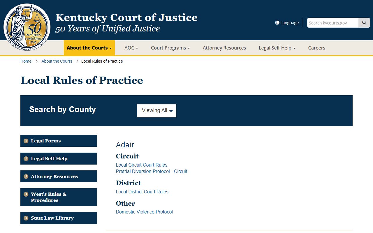 Fleming County Circuit Court records and Kentucky rules of practice