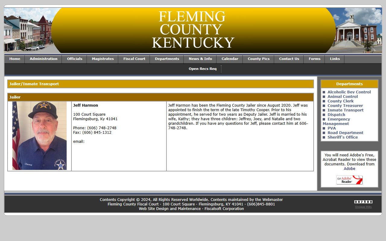 Fleming County inmate records jailer inmate transport page