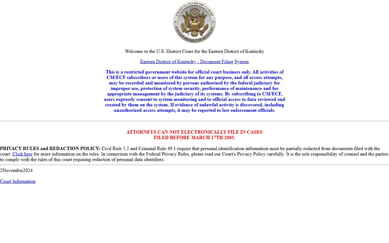 Fleming County traffic court records federal CM ECF comparison source